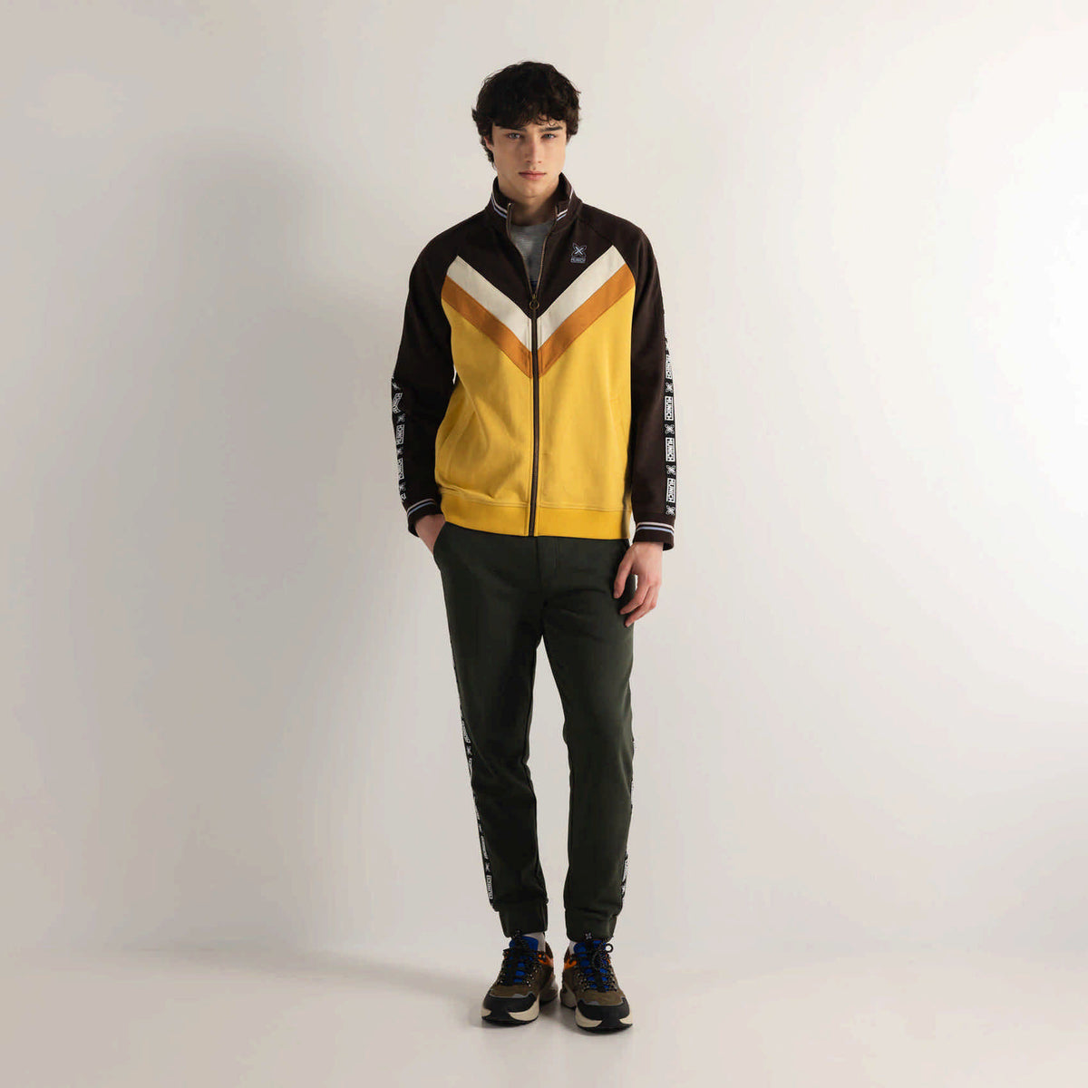 Chaqueta Deportiva Estilo Vintage Regular Fit Marrón y Amarillo JACKET SCUDETTO WHEAT