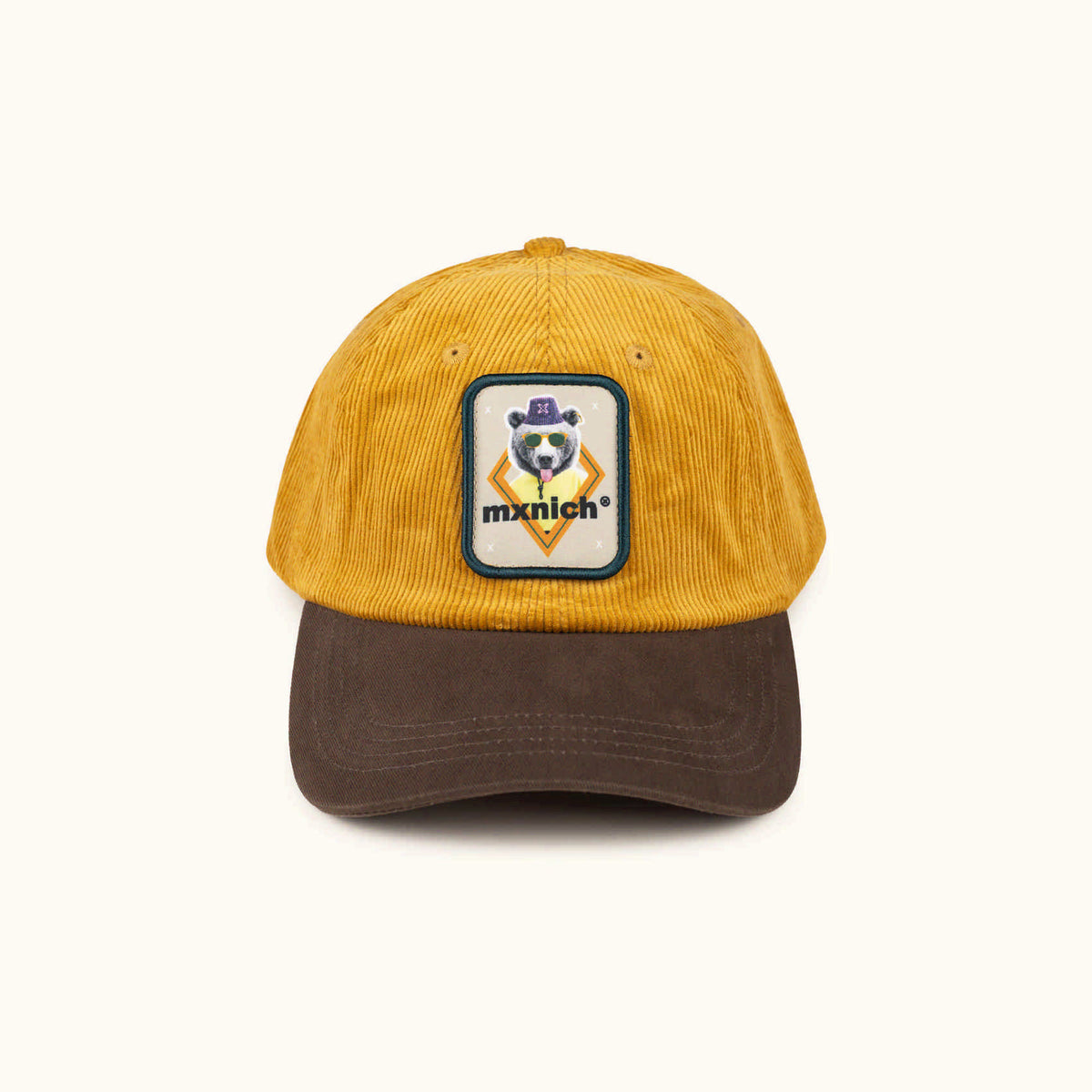 Gorra de Pana Ajustable Marrón y Mostaza CORDUROY CAP STREETWEAR BEAR BROW