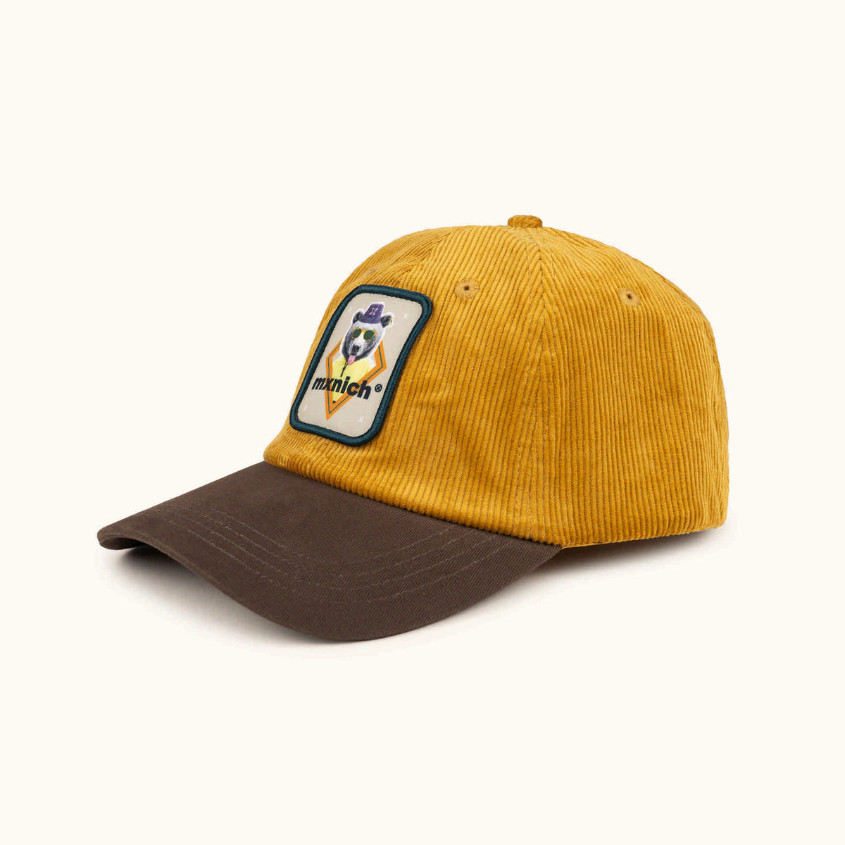 Gorra de Pana Ajustable Marrón y Mostaza CORDUROY CAP STREETWEAR BEAR BROW