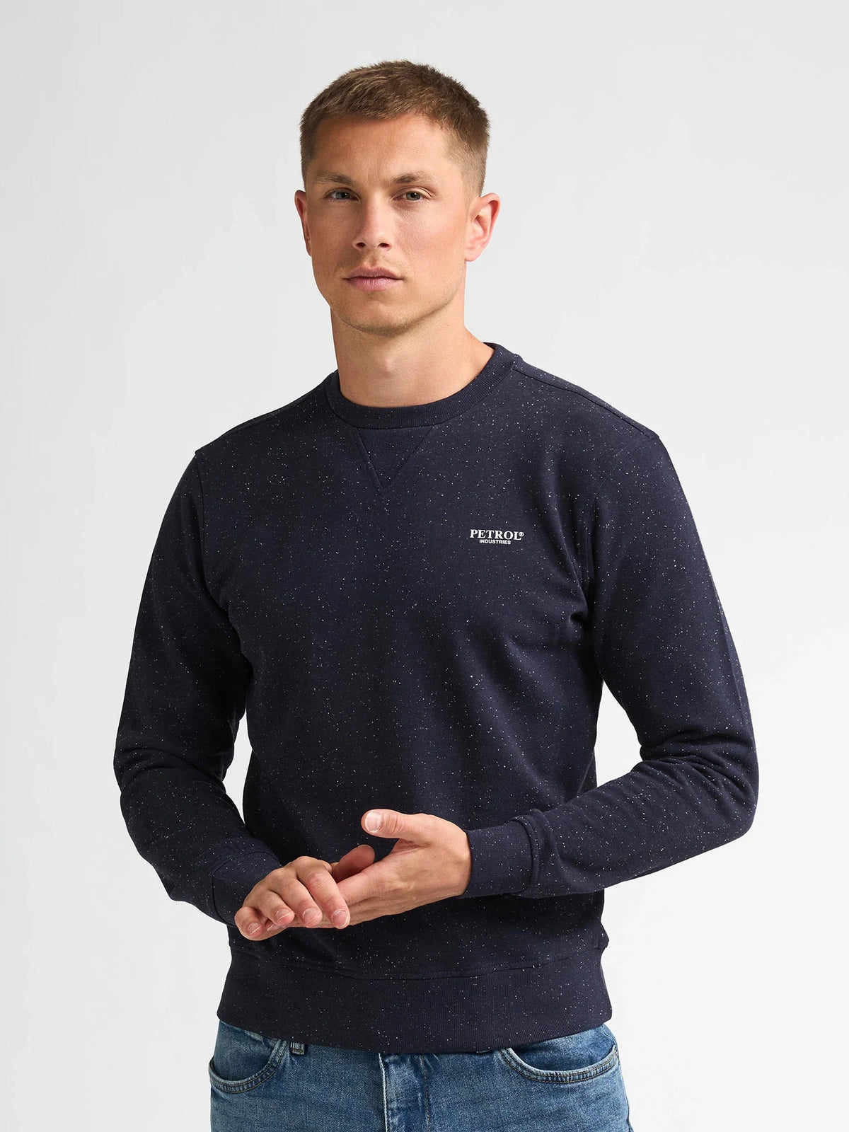 Sudadera jaspeada con cuello redondo rosewood