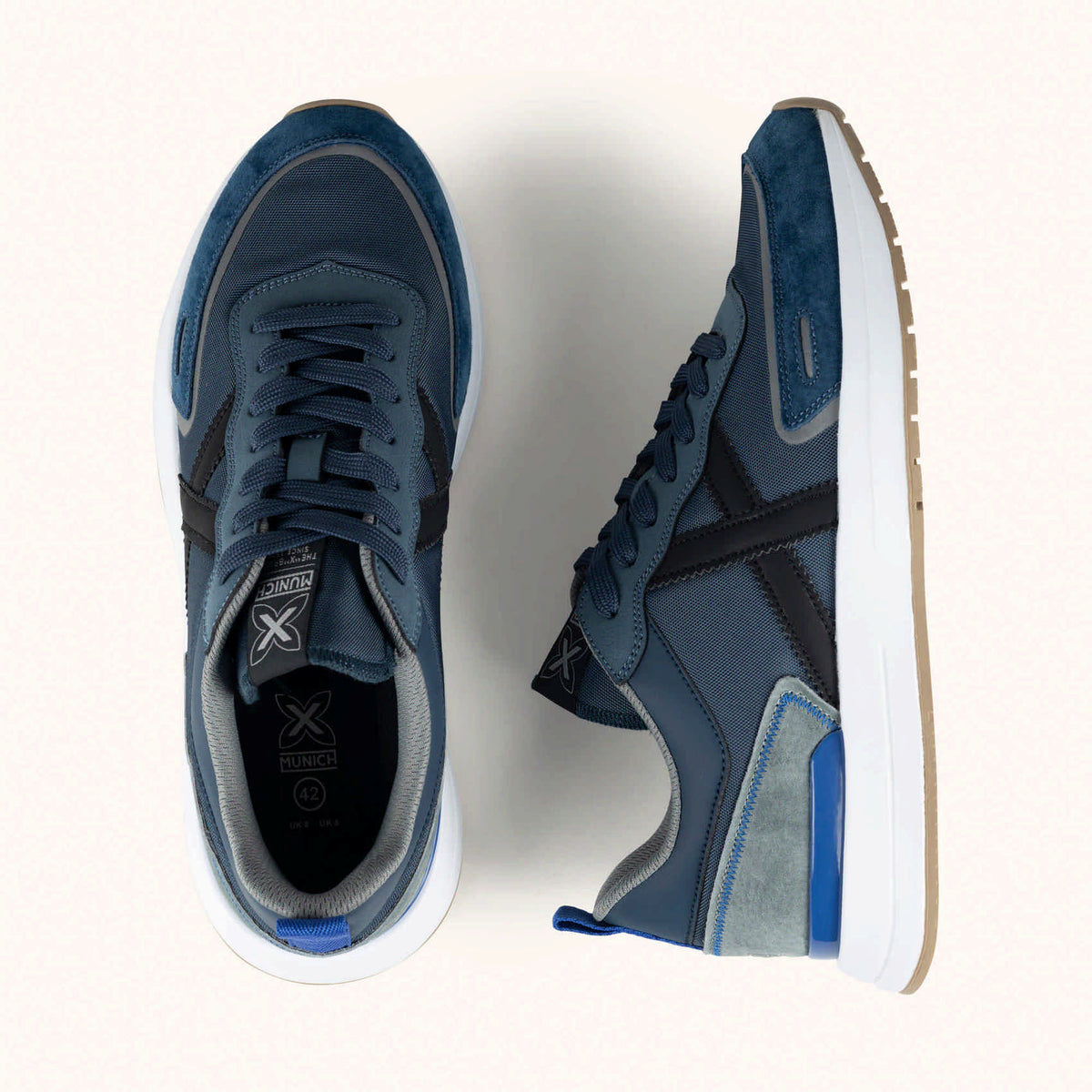 MUNICH SPEED 22 Sneakers de diseño contemporáneo y deportivo Azul, Gris y Negro