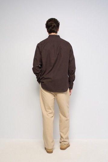 MELANGE COTTON SHIRT WITH CHEST LOGO