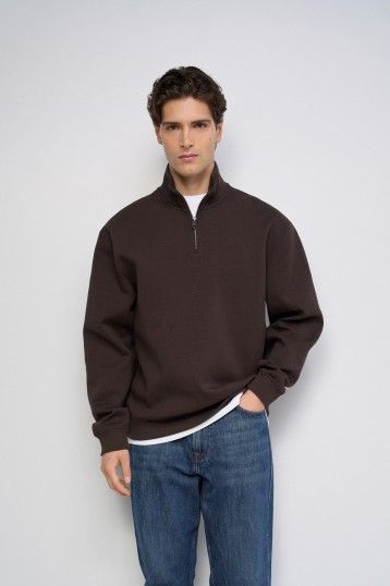 HALF ZIPPED COLLAR SWEATSHIRT