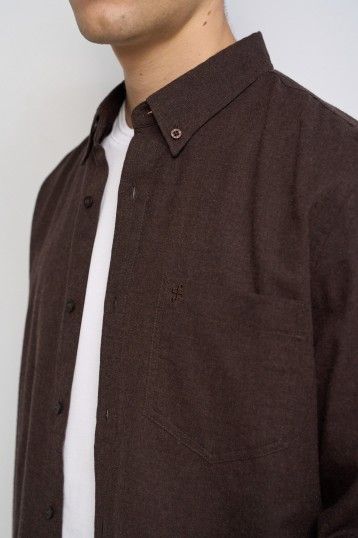 MELANGE COTTON SHIRT WITH CHEST LOGO