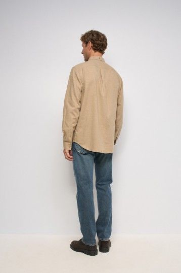 MELANGE COTTON SHIRT WITH CHEST LOGO