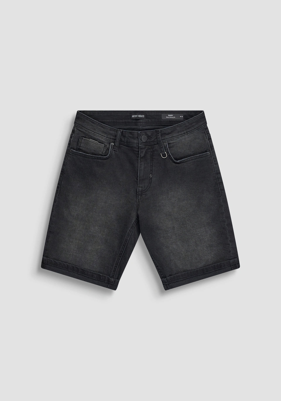 PANTALONES CORTOS SKINNY FIT «RANDY» DE TEJIDO VAQUERO ELÁSTICO NEGRO