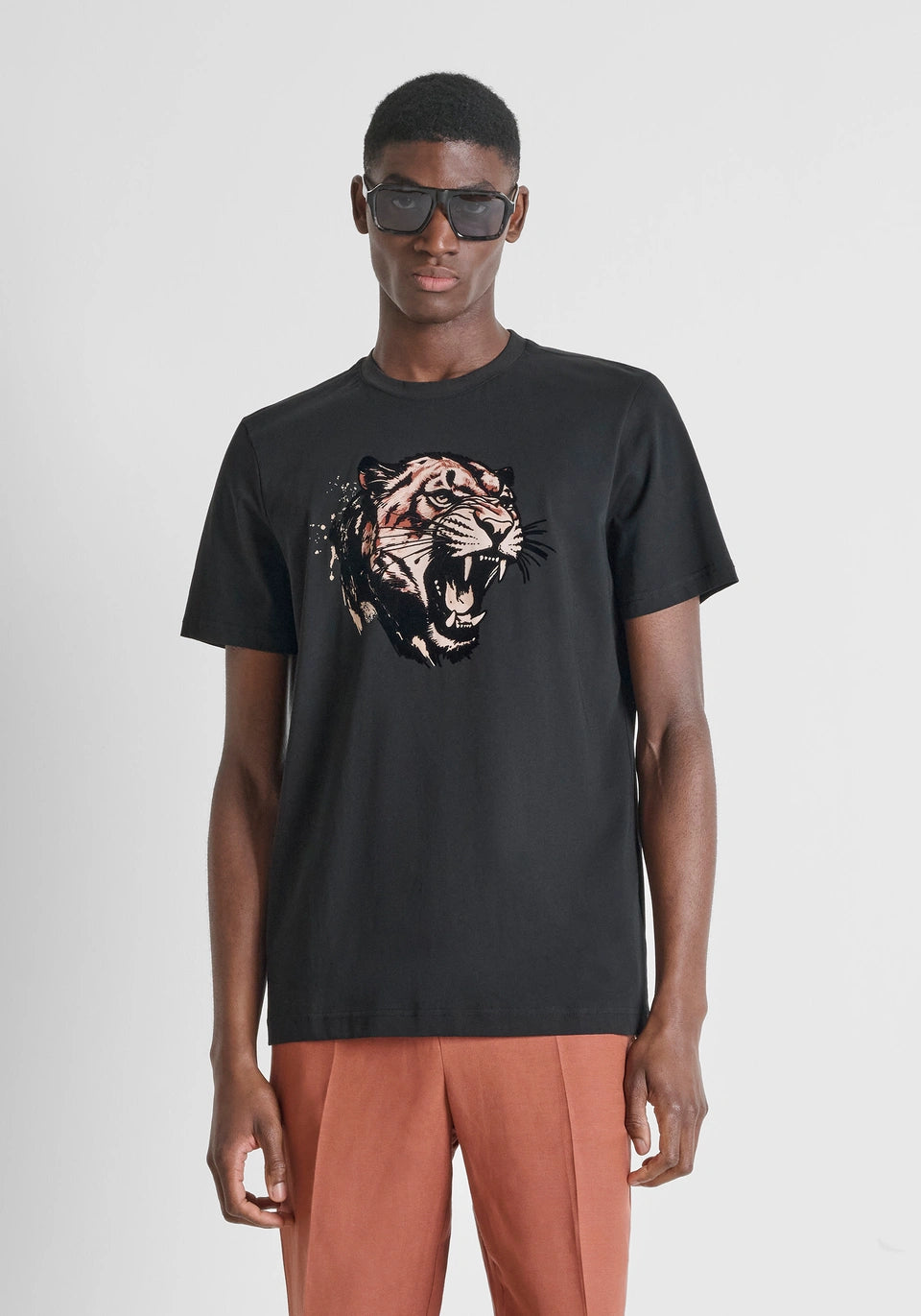 CAMISETA ANTONY MORATO REGULAR FIT DE PUNTO DE ALGODÓN CON ESTAMPADO NEGRO