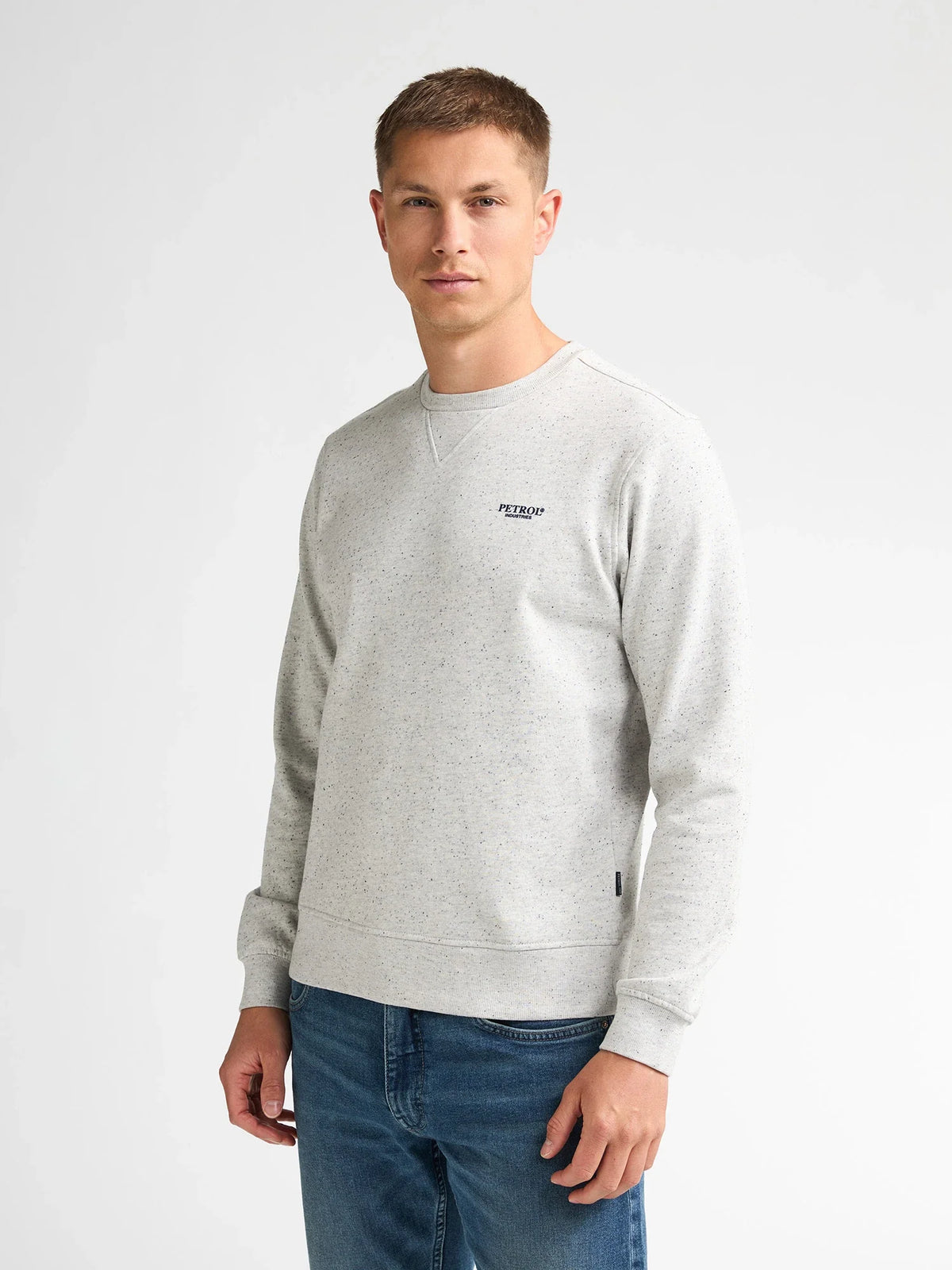 Sudadera jaspeada con cuello redondo rosewood