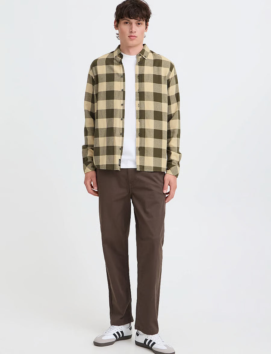 Camisa de cuadros Blend beige y verde