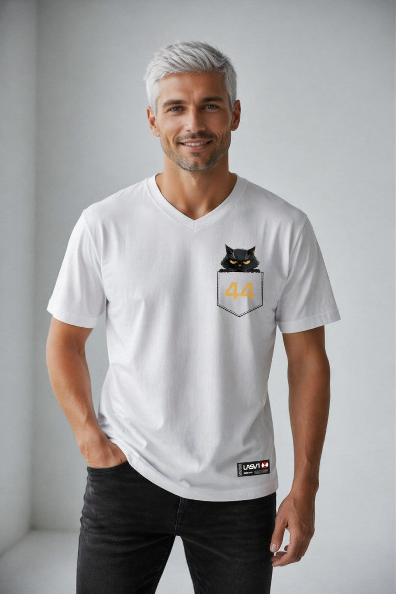 Camiseta pico LA SAL en blanco