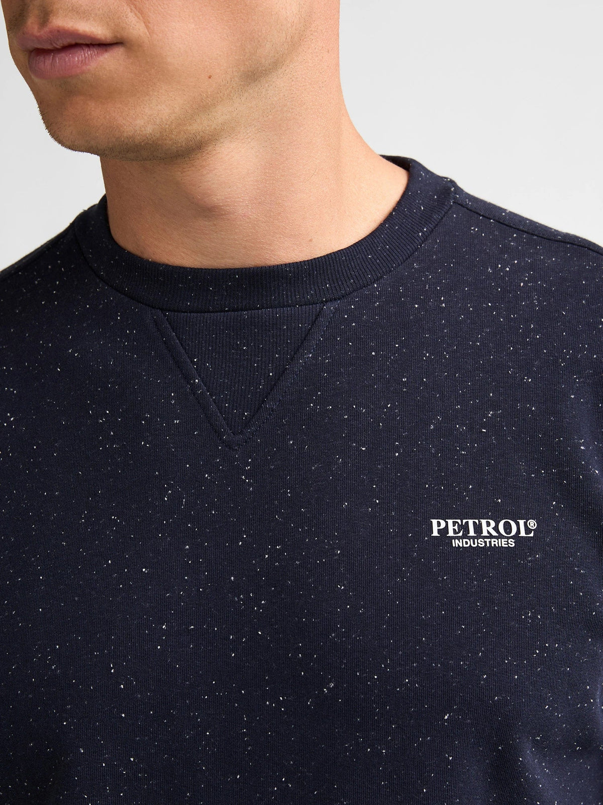 Sudadera jaspeada con cuello redondo rosewood