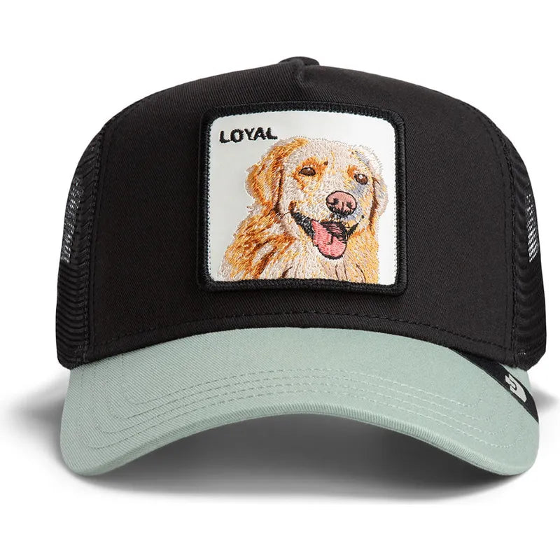 Gorra trucker negra y verde perro labrador retriever The Loyal Dog The Farm de Goorin Bros.