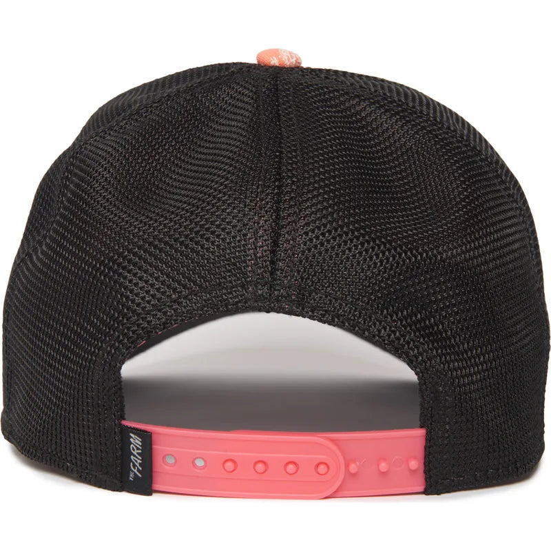 Gorra trucker rosa y negra perro rottweiler Bad Boy Lovesexy The Farm Paisley de Goorin Bros.