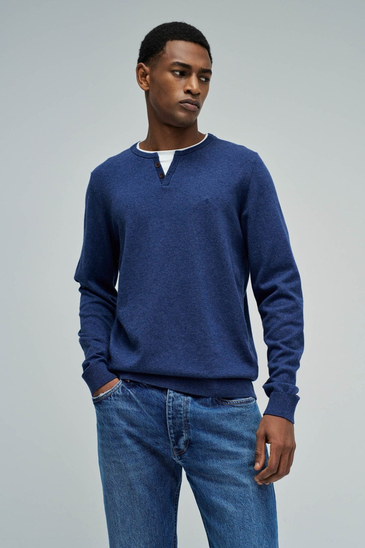 Jersey Salsa de punto con botones color Azul