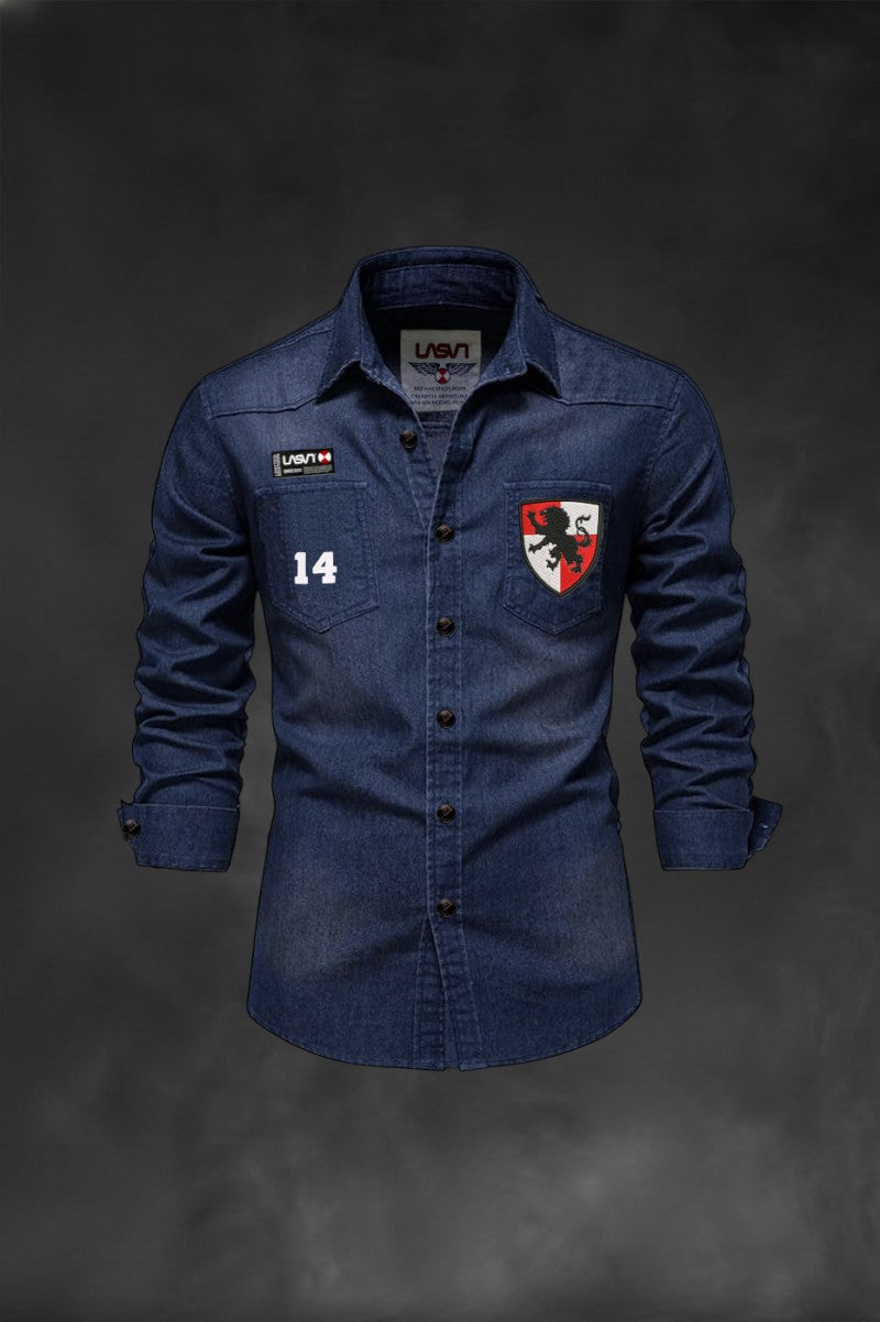 Sobrecamisa de hombre Lasal denim MAMA azul Medio