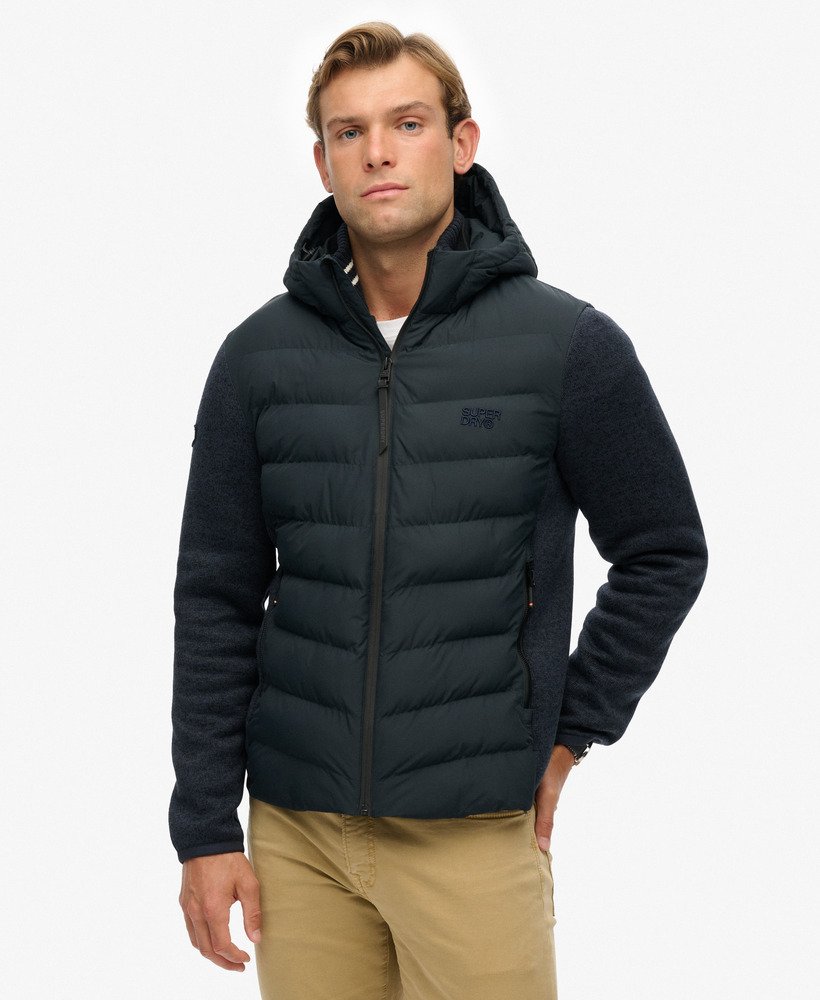 Chaqueta híbrida de punto y acolchado Storm de hombre con capucha marino