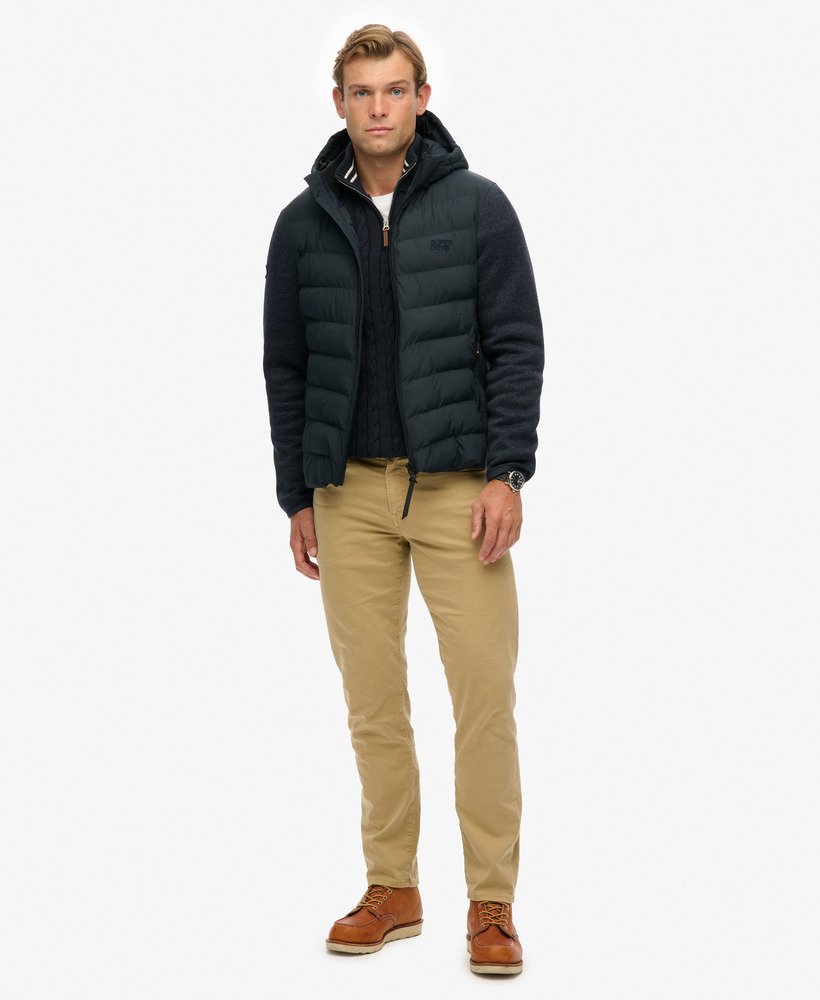 Chaqueta híbrida de punto y acolchado Storm de hombre con capucha marino