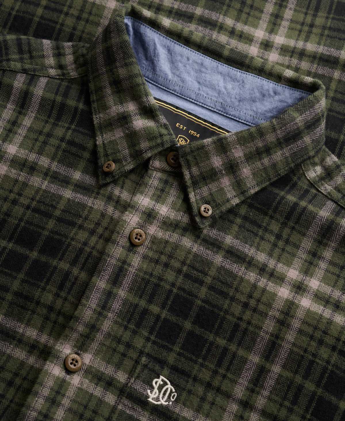 Camisa Lumberjack de Algodón Manga Larga Frontier Check Olive Green