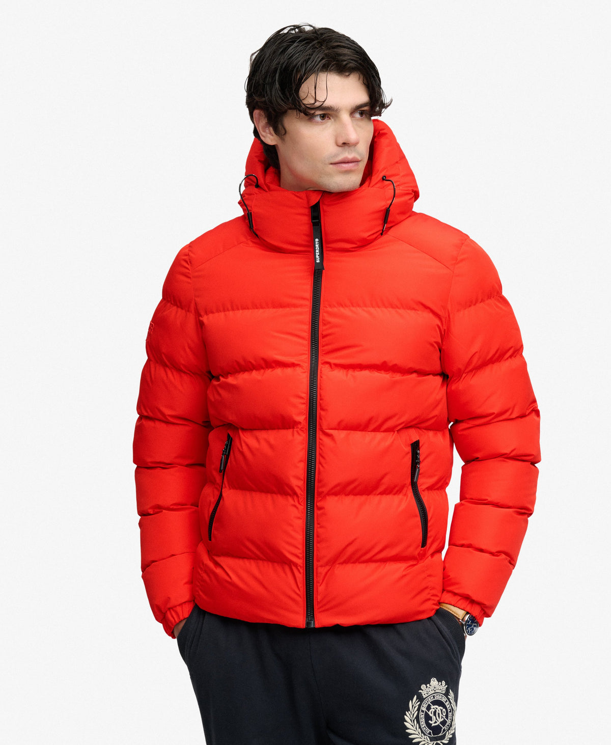 Chaqueta Acolchada Deportiva con Capucha roja