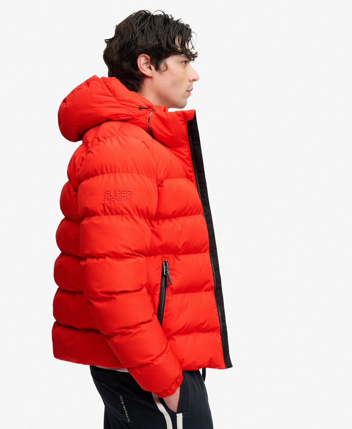 Chaqueta Acolchada Deportiva con Capucha roja