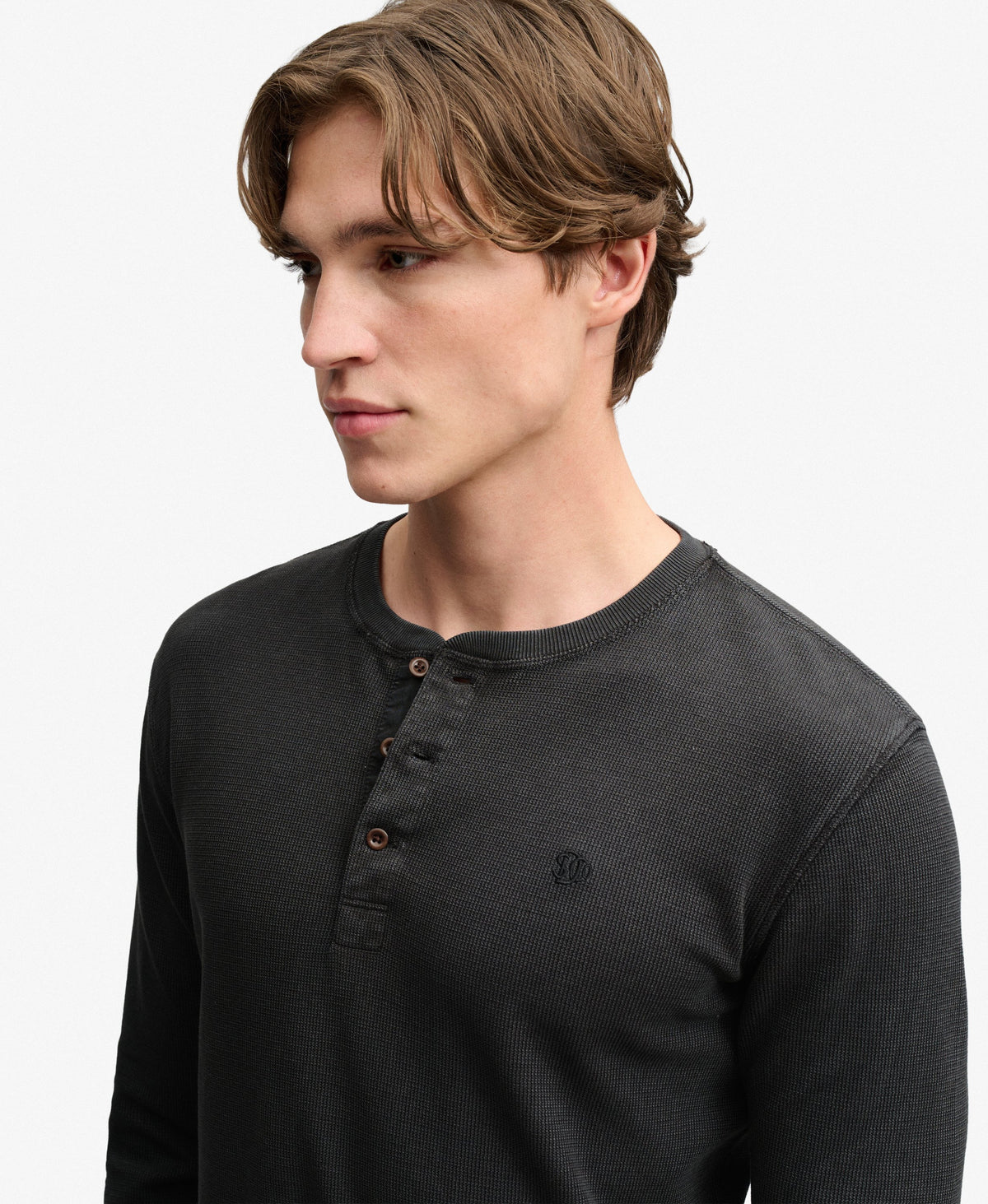 Camiseta Henley de Manga Larga Waffle French Blue (Copia)